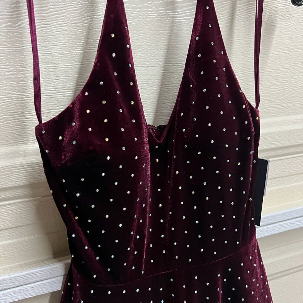 City Studios Junior Sz 5/6 Embellished Velvet Skater Dress Purple - Picture 3 of 12